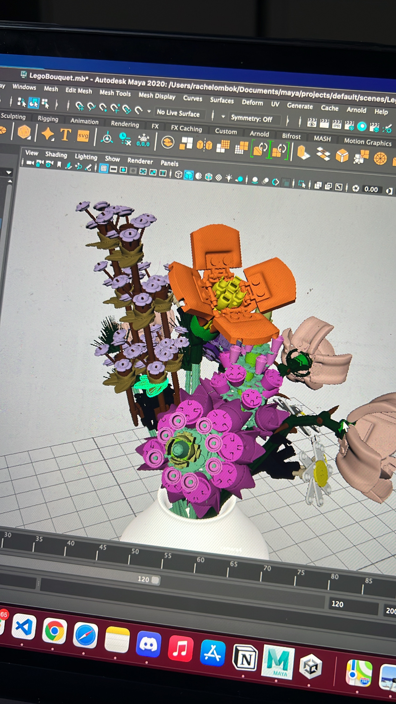 Work in progress Maya model lego flower bouquet