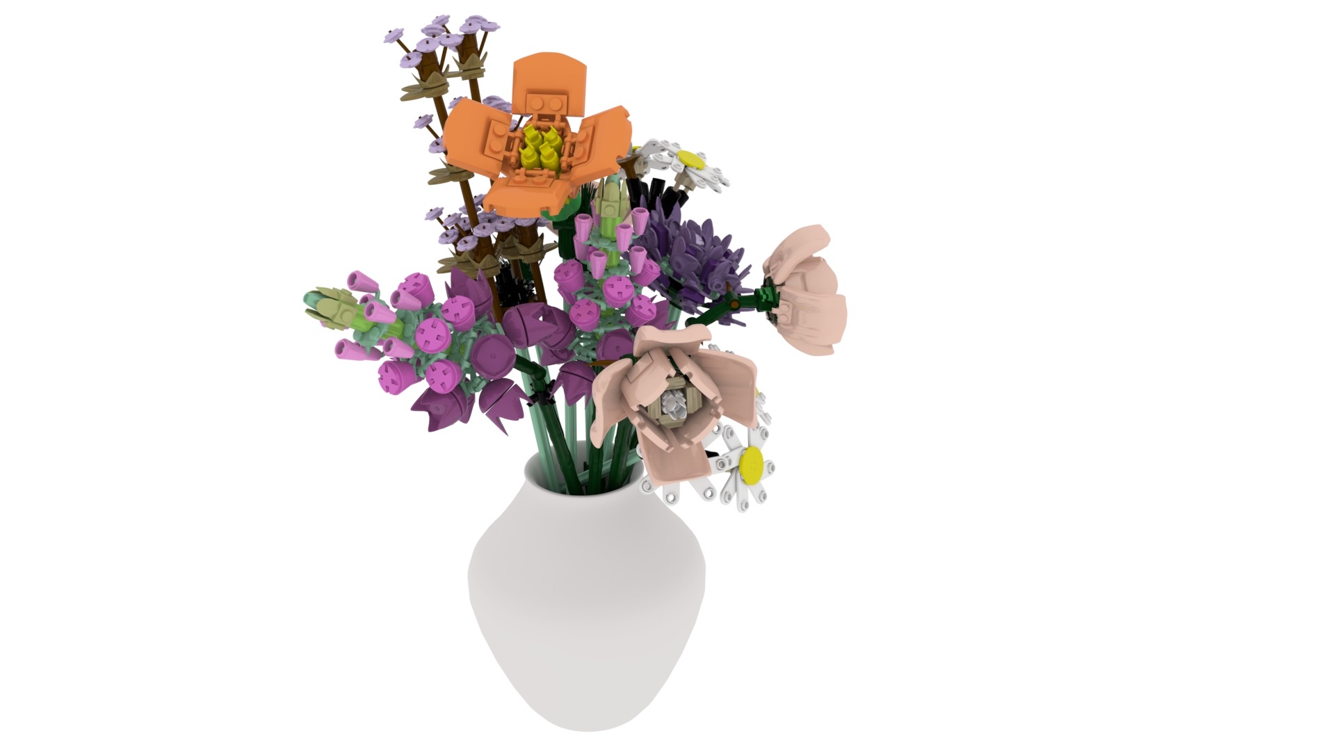 Final render of 3D modeled lego flower bouquet 2