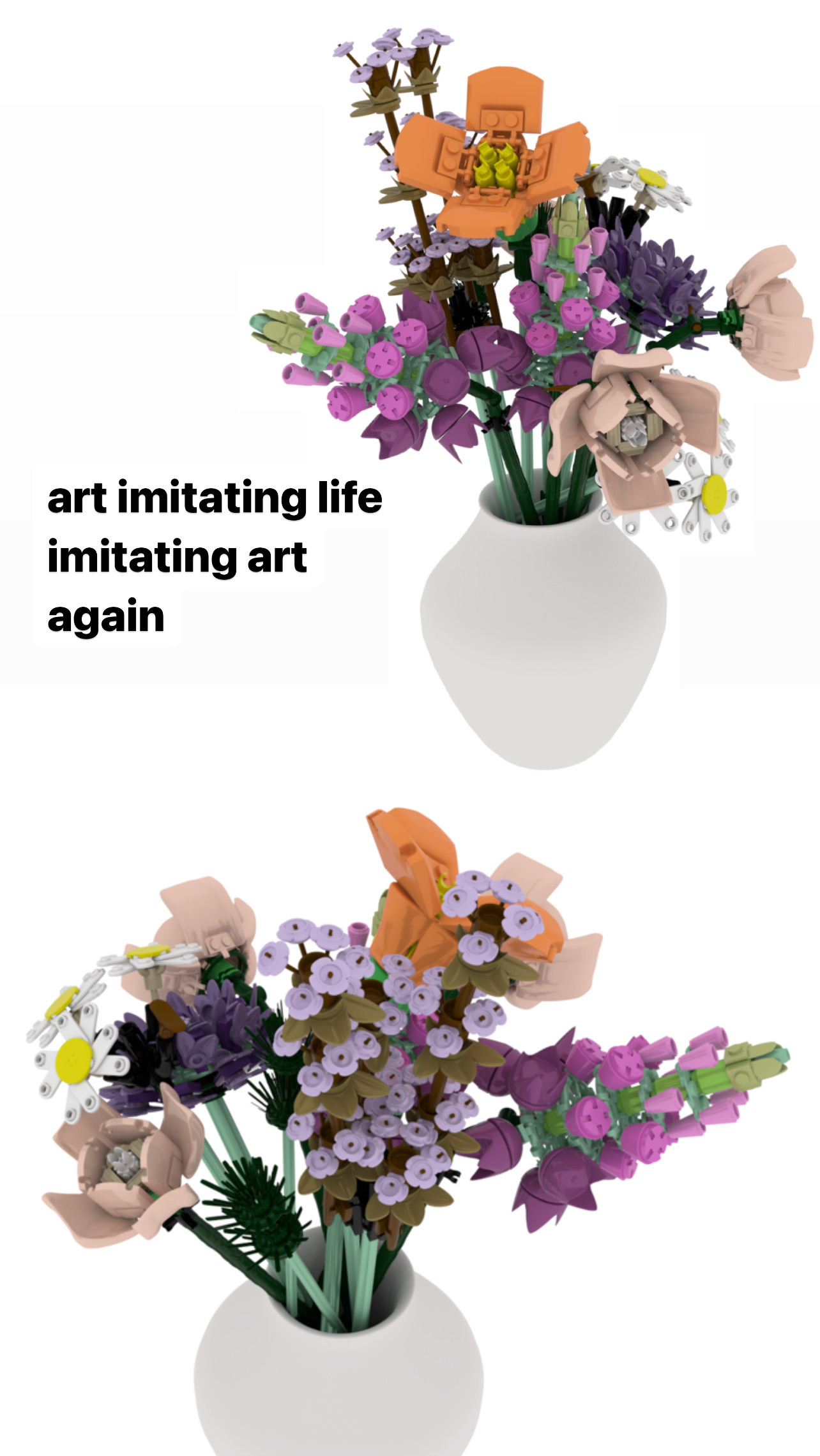 Final render of 3D modeled lego flower bouquet