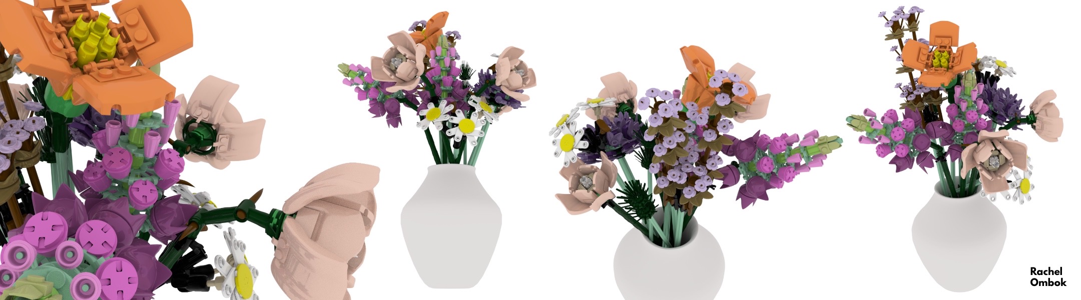 Final render of 3D modeled lego flower bouquet 3